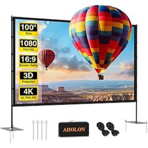 Outdoor 100-Inch Portable Projector Screen with Stand
