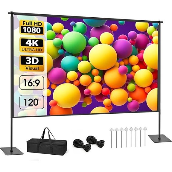 120-inch Portable Outdoor Projection Screen with Stand