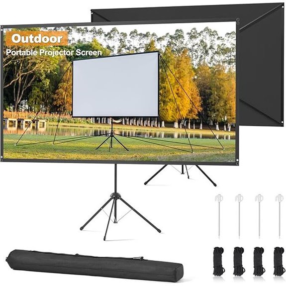 Outdoor 100-Inch Projector Screen with Stand and Accessories
