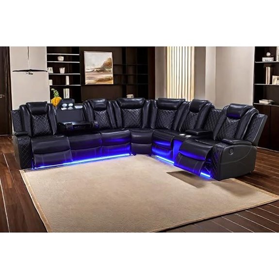 A Ainehome Power Recliner Leather Sectional Sofa Set