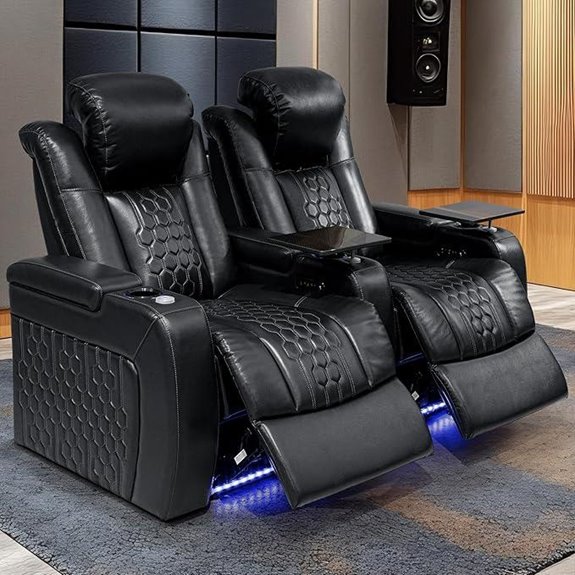 Home Theater Leather Recliner Sofa with LED & USB