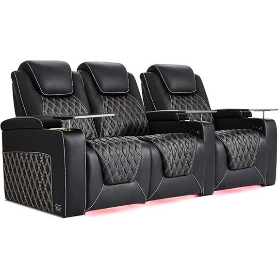 Weilianda Leather Power Recliner with Lights and Cupholder