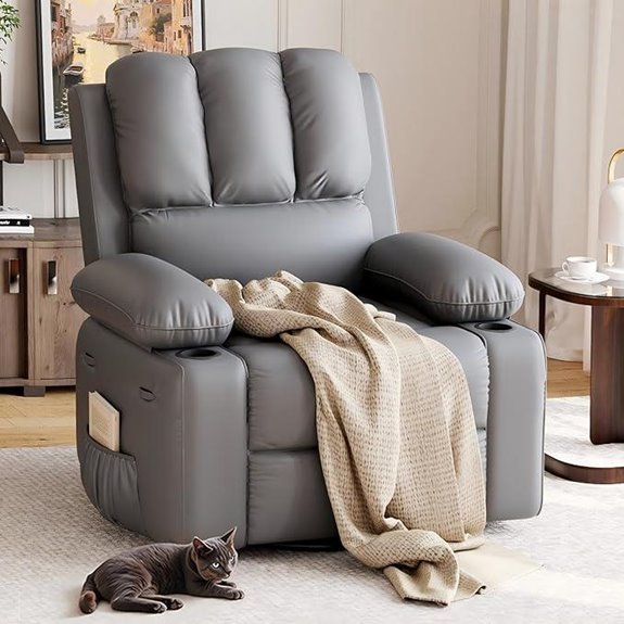 GarveeHome Leather Recliner Chair with Lumbar Support