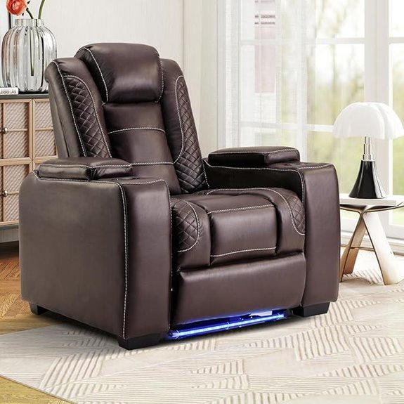 ANJ Power Leather Recliner with LED Lights and Storage