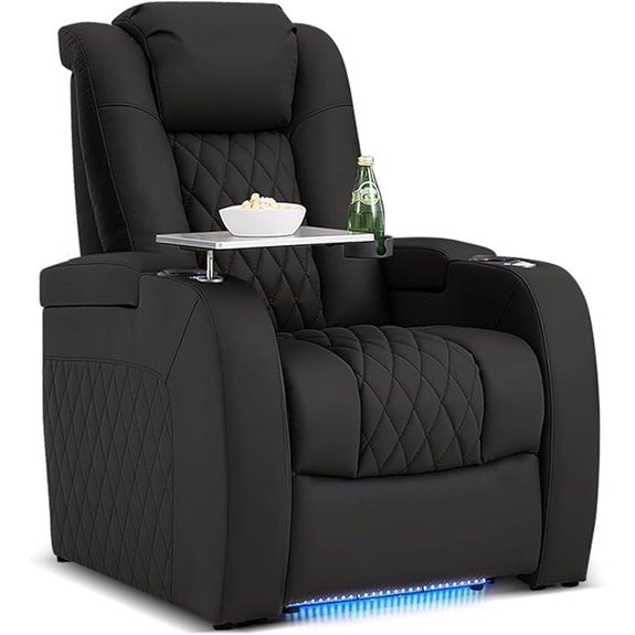 PBRO Leather Home Theater Recliner with USB & Tray