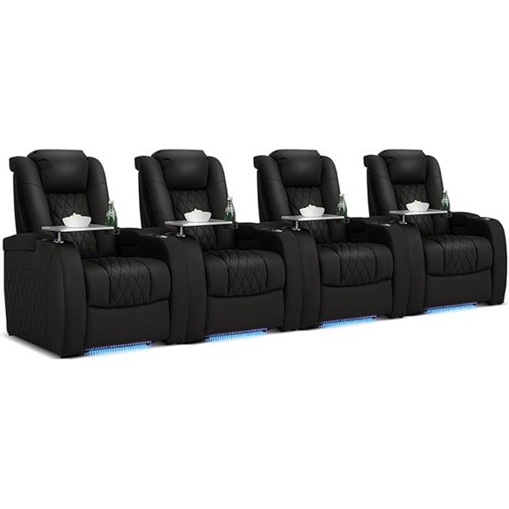 PBRO Leather Recliner Theater Seat with USB & Cup Holders