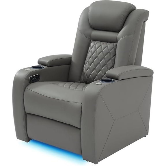 Home Theater Leather Recliner with USB and Ambient Lighting