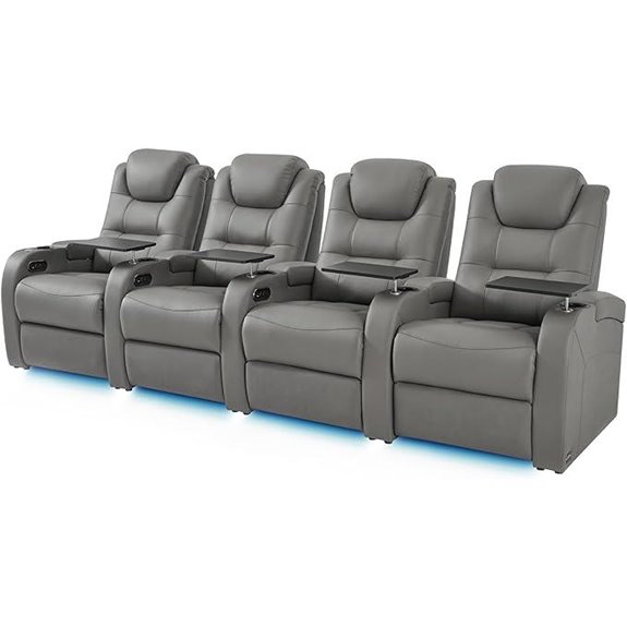 Leather Home Theater Seating with USB Chargers (4-Pack)