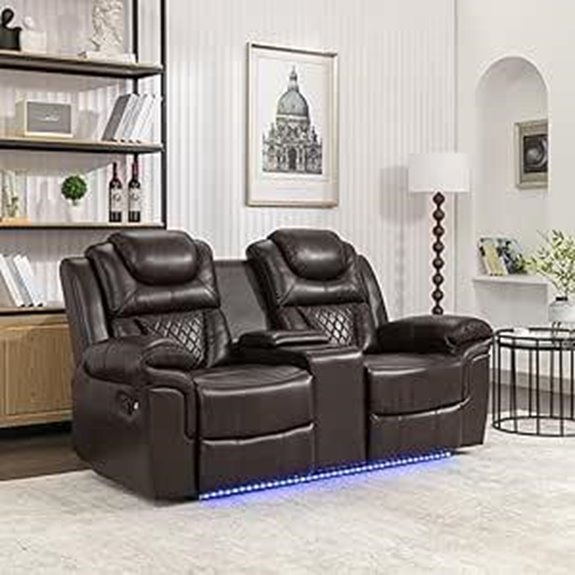 P PURLOVE Home Theater Recliner with LED & Storage