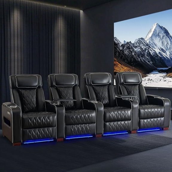 Luxury 4-Seat Home Theater Recliner with USB and LED