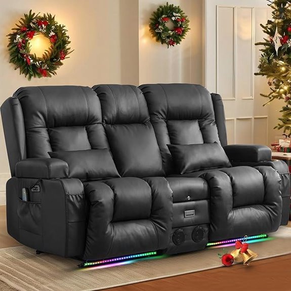 TUNYI Power Recliner Loveseat with Massage & Features