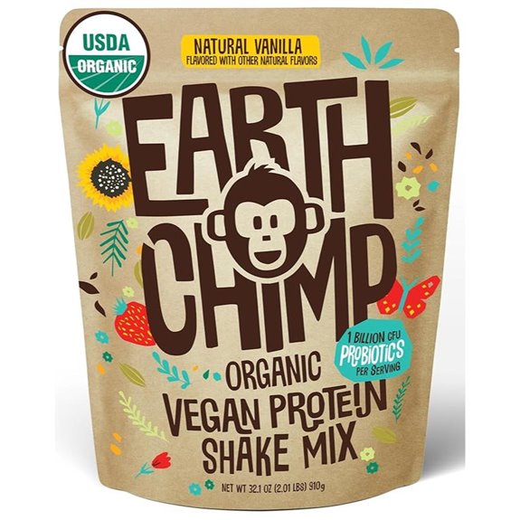 EarthChimp Organic Vegan Protein Powder with Probiotics