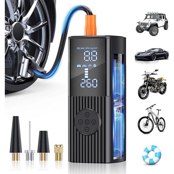 Portable Air Compressor with Digital Gauge and LED Light