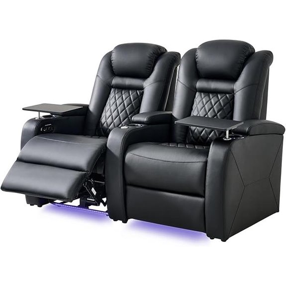 Home Theater Recliner Set with Power USB Lighting