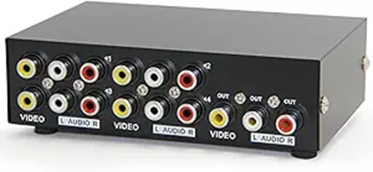 Panlong 4-Way AV Switcher for RCA Devices