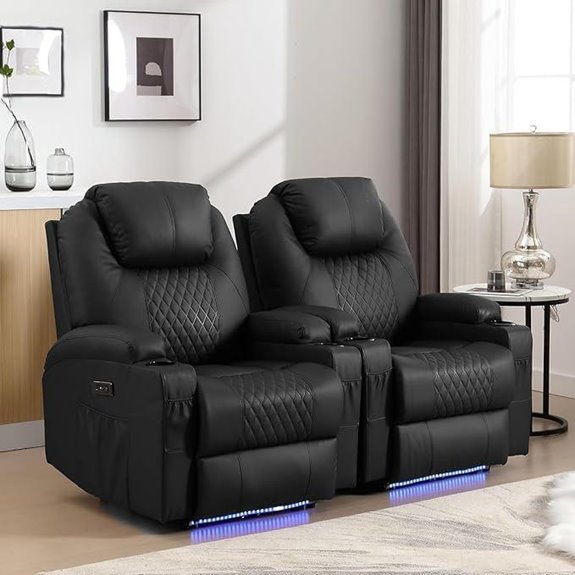 AHMED Recliner Chairs with LED & Massage Set of 2