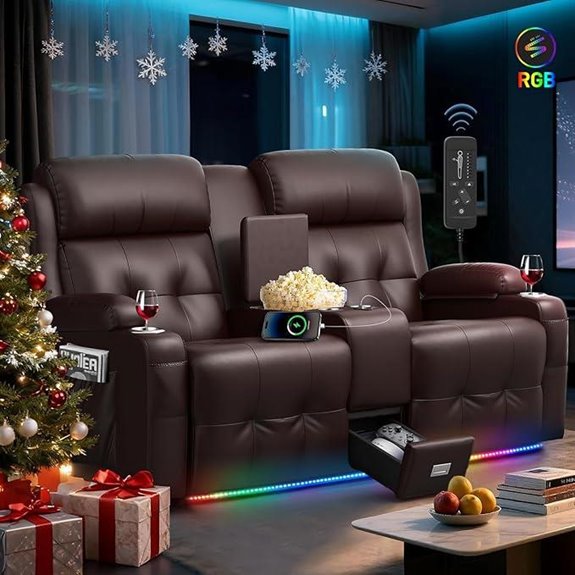 Loveseat Recliner Sofa with Massage LED & USB