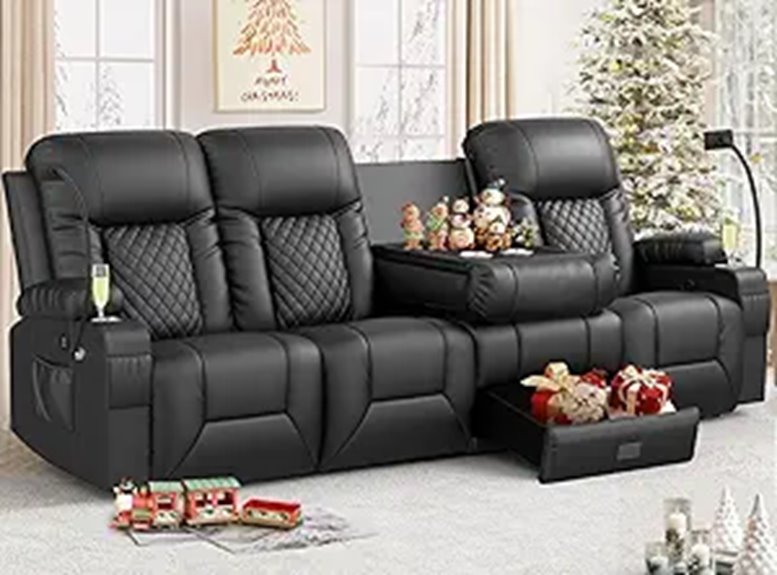 4-Seater Recliner Sofa with Storage & USB Ports