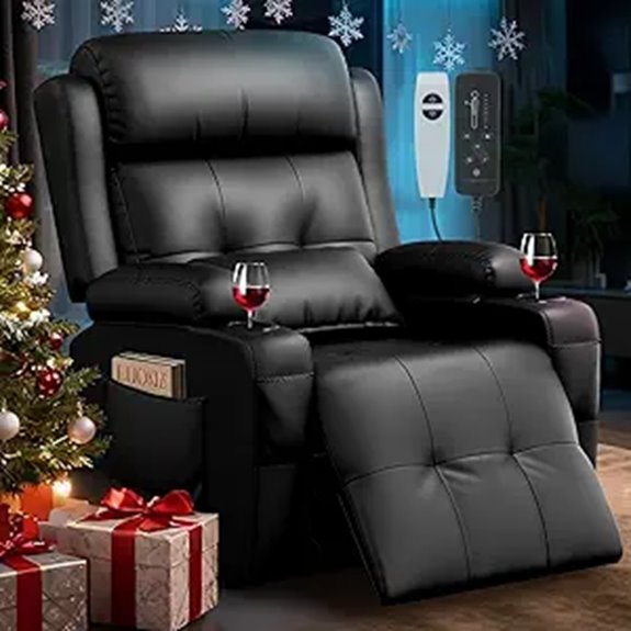 Home Theater Power Recliner with Massage and Cup Holders