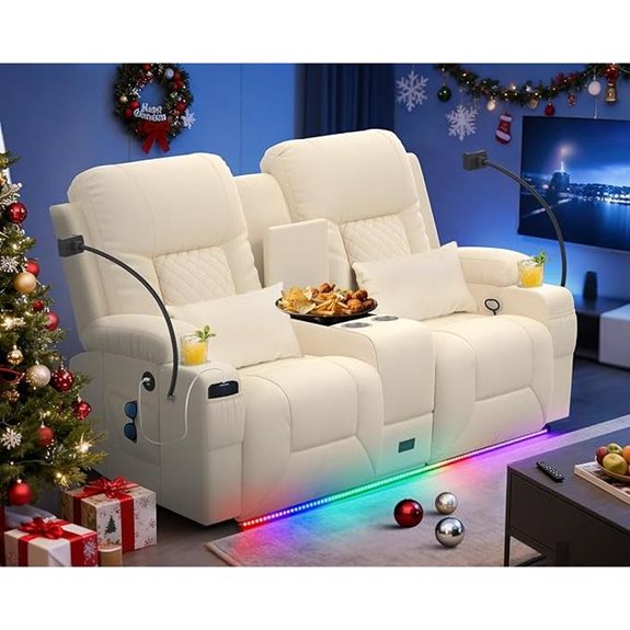 Reclining Loveseat Sofa with Center Console and USB