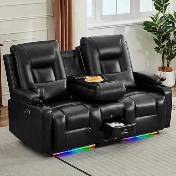 URREED Power Recliner Loveseat with Console & Features