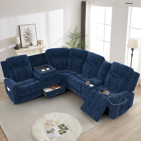 Home Theater Reclining Sectional Sofa with Storage