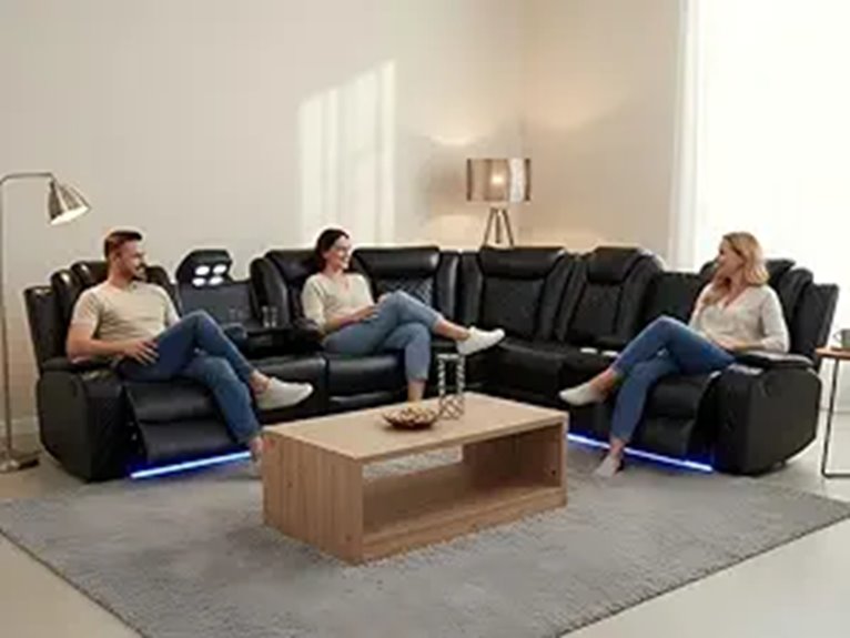 Power Reclining Sectional Sofa Set with LED Lights