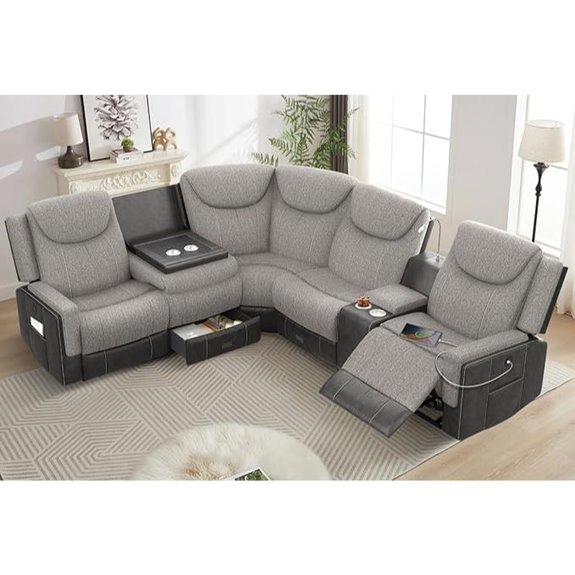 Home Theater Reclining Sectional Sofa with Storage