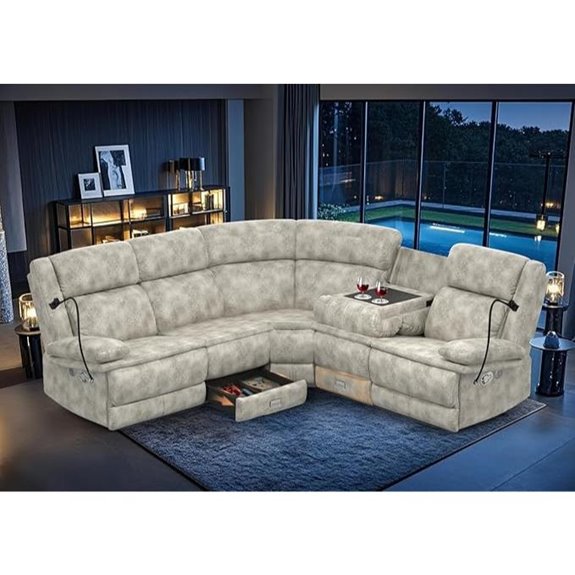 Reclining Sectional Sofa with USB Cup Holders Drawers