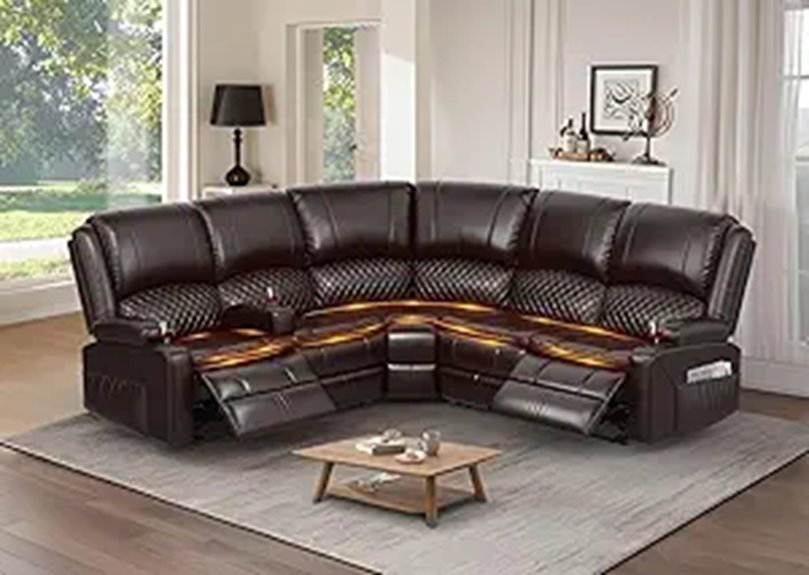 Home Theater Reclining Sectional Sofa with USB Charging
