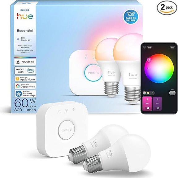 Philips Hue Essential Starter Kit with 2 Smart Bulbs