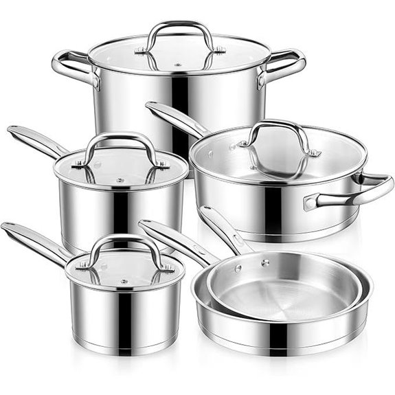 E-far 10-Piece Stainless Steel Cookware Set