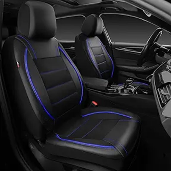 Car Pass Universal Leather Front Seat Covers (Black & Blue)