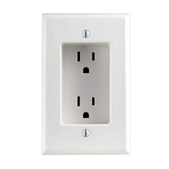 Leviton 689-W 15A Recessed Duplex Outlet White