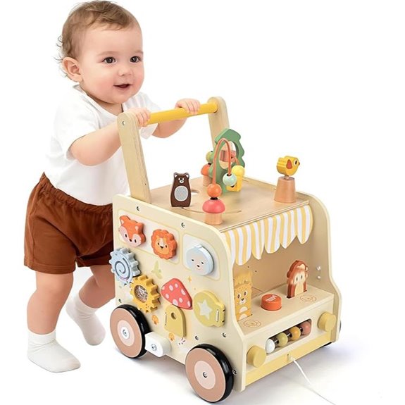 Wooden Activity Cube Push Walker for Babies