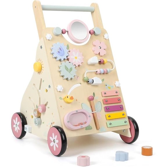Wooden Baby Walker with Sensory Toy and Activity Center