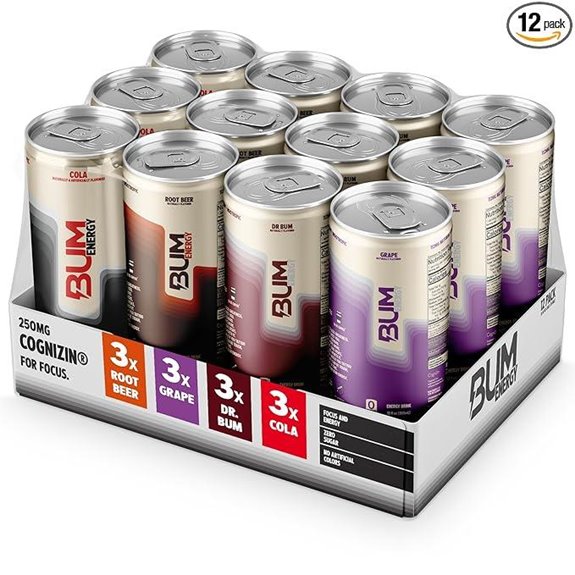 BUM Zero Sugar Energy Drink Variety Pack (12)