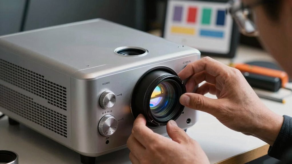 adjust screen and projector