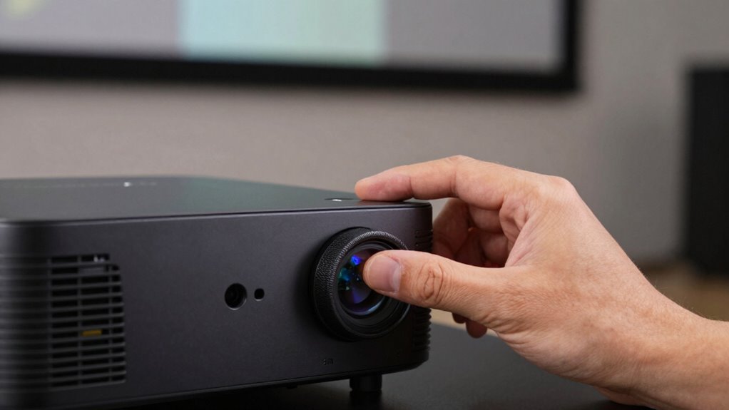 adjusting projector lens controls