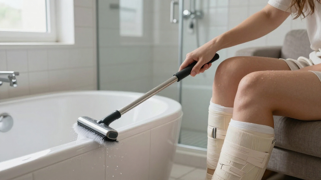 I Have A Leg Injury, And This Extendable Spin Scrubber Has Been A Lifesaver
