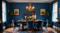 They Drenched A Dining Room In Deep Blue — Now It’s Moody And Vintage